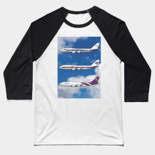 Thai Airways 3 Liveries 747-D7 Baseball T-Shirt